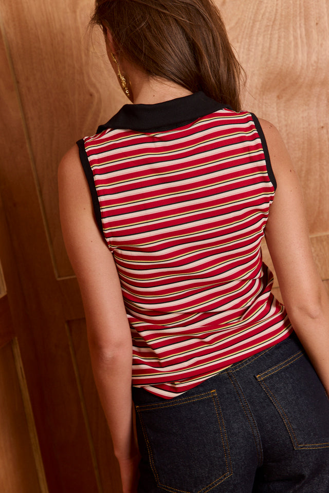 Rise rib tank polo zipper