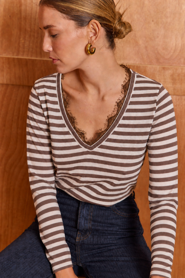 Essential Lace Striped Top