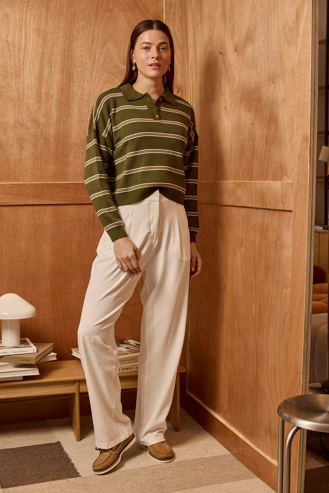 Striped Polo Sweater