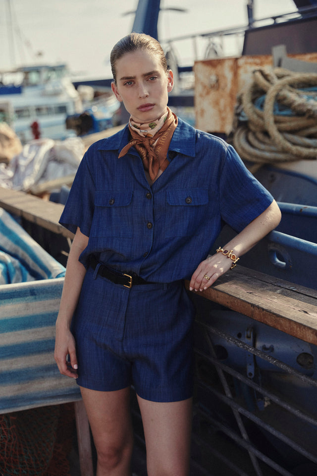 Hos Cupro Denim Shorts