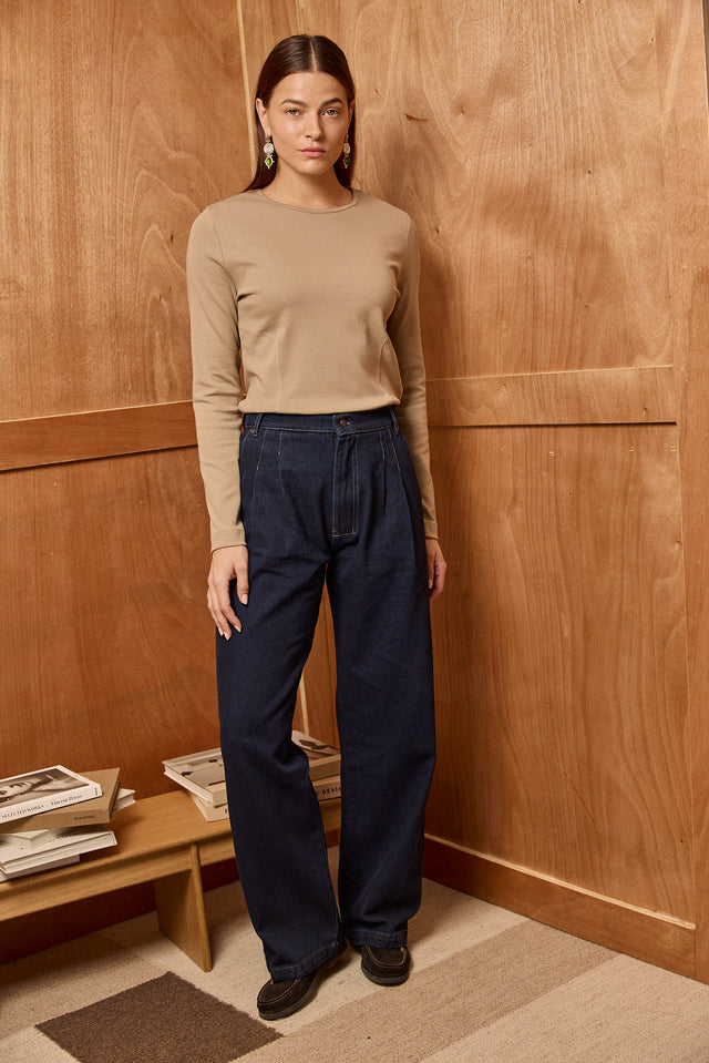 HOS Pleated Straight Denim