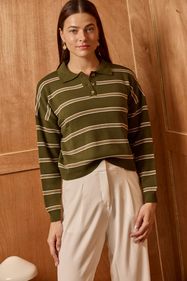 Striped Polo Sweater