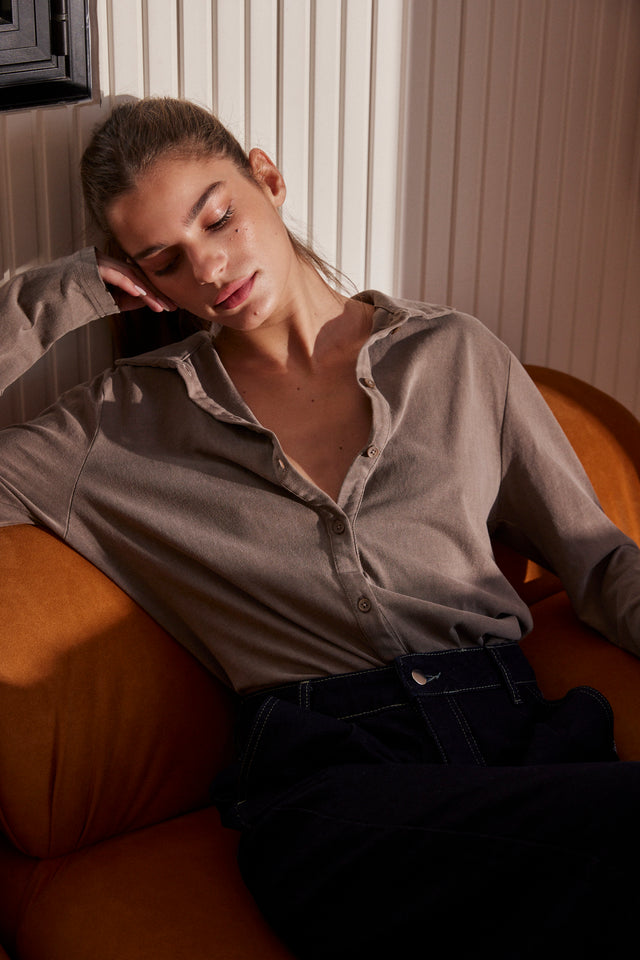 washed cotton cardigan