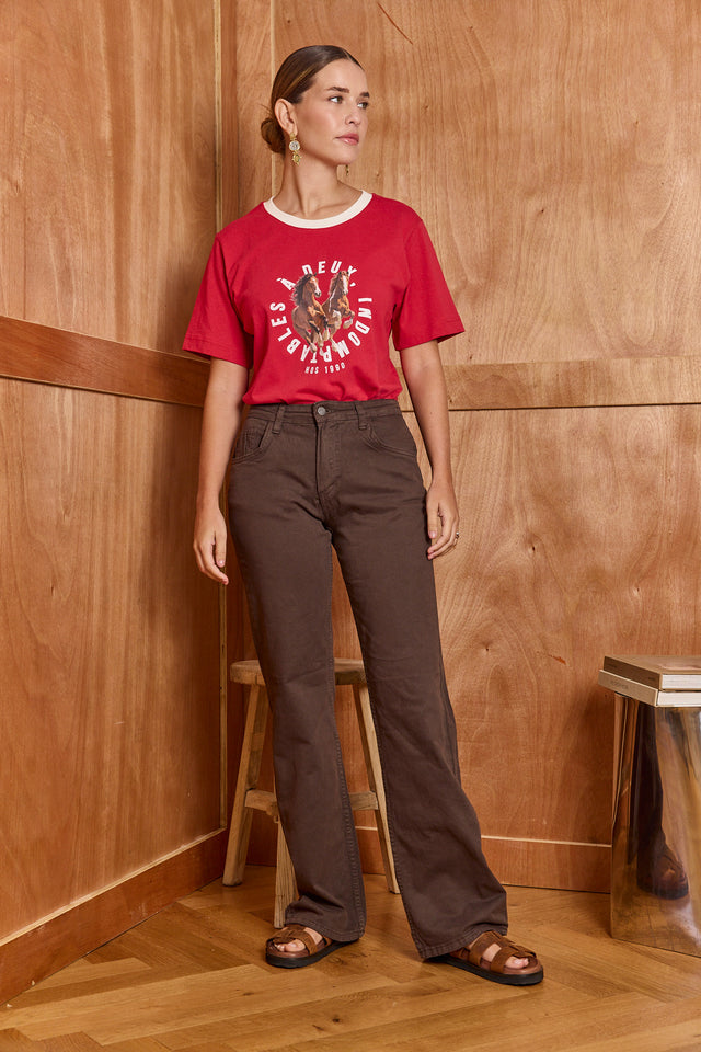 Brown Mid Rise Trousers