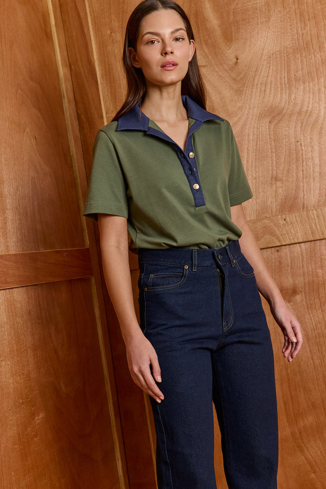 The Mixed Denim Polo