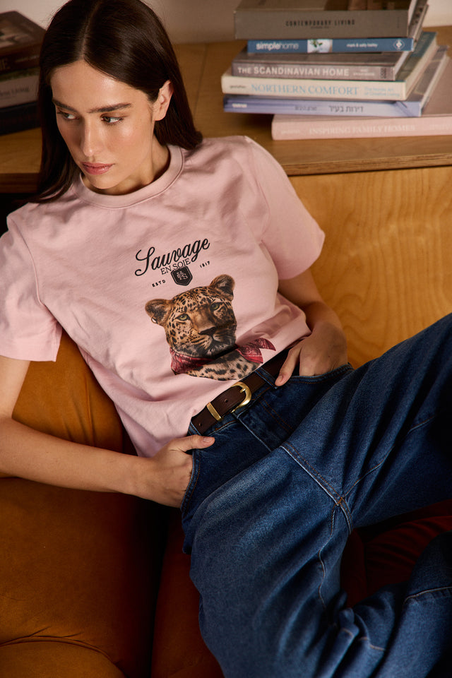 HOS Tiger in Silk Tee - Pink