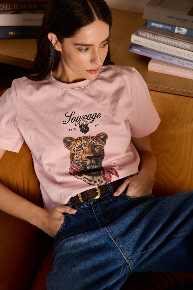 HOS Tiger in Silk Tee - Pink