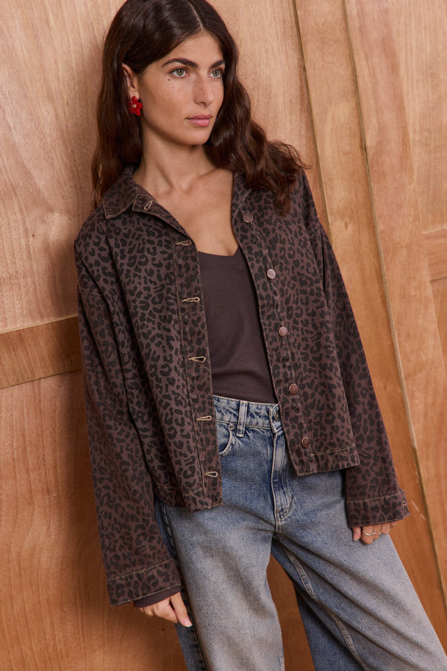 Leopard Denim Jacket