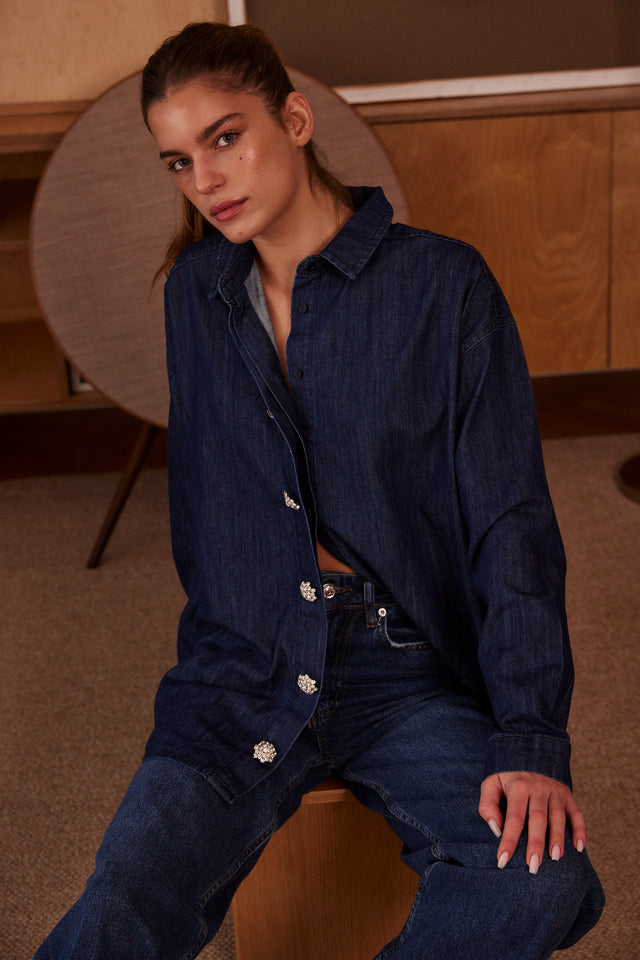 Embellished Denim Shirt