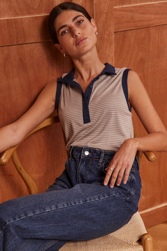 The Mixed Striped Polo Top