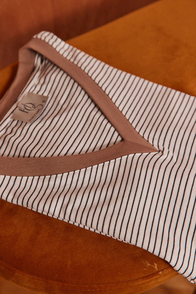 Soft Striped V Neck Duet