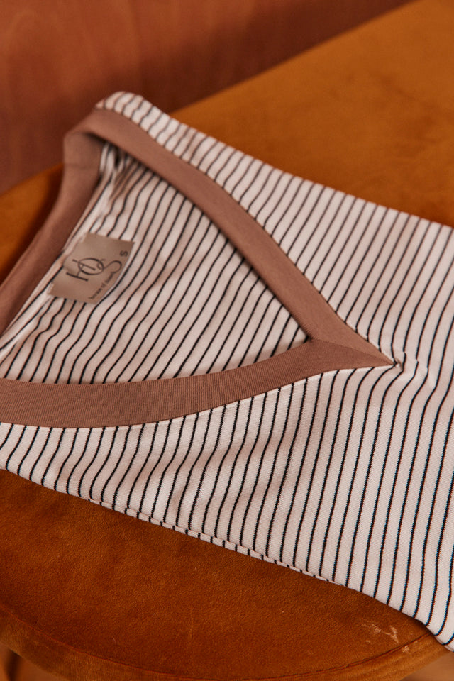 Soft Striped V Neck Duet