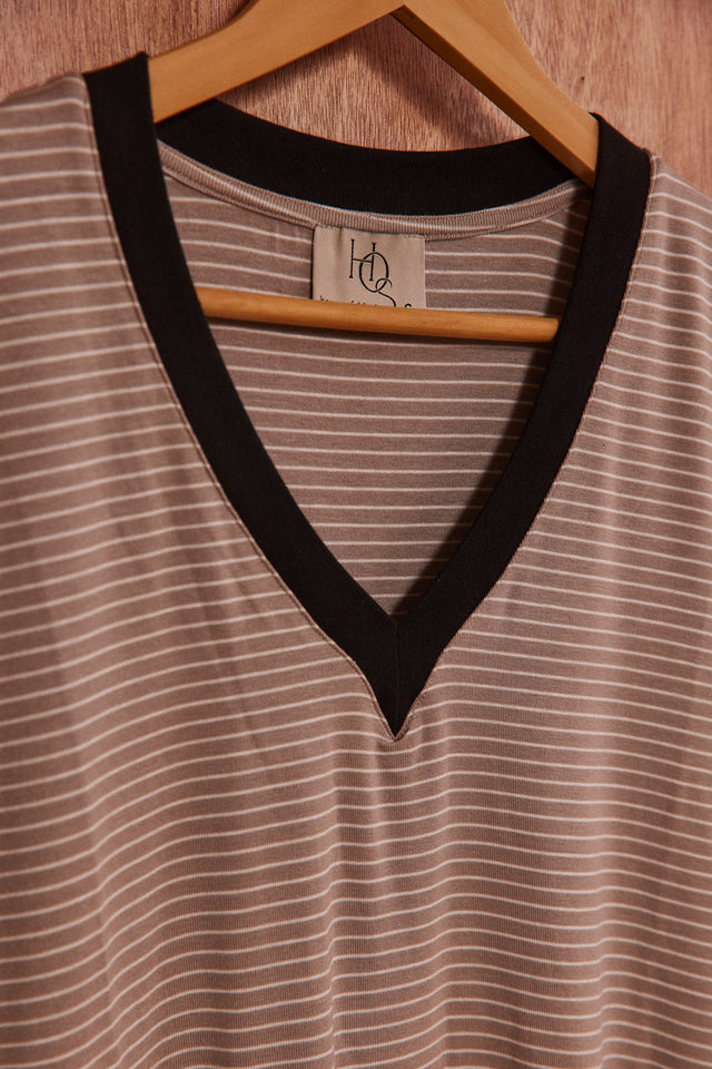 Soft Striped V Neck Duet