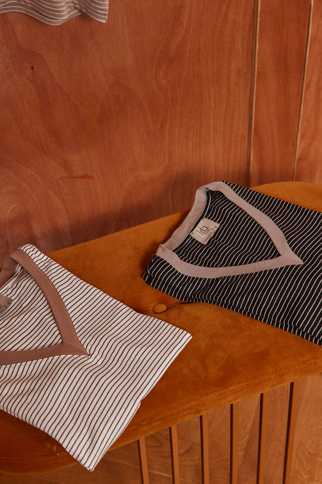 Soft Striped V Neck Duet