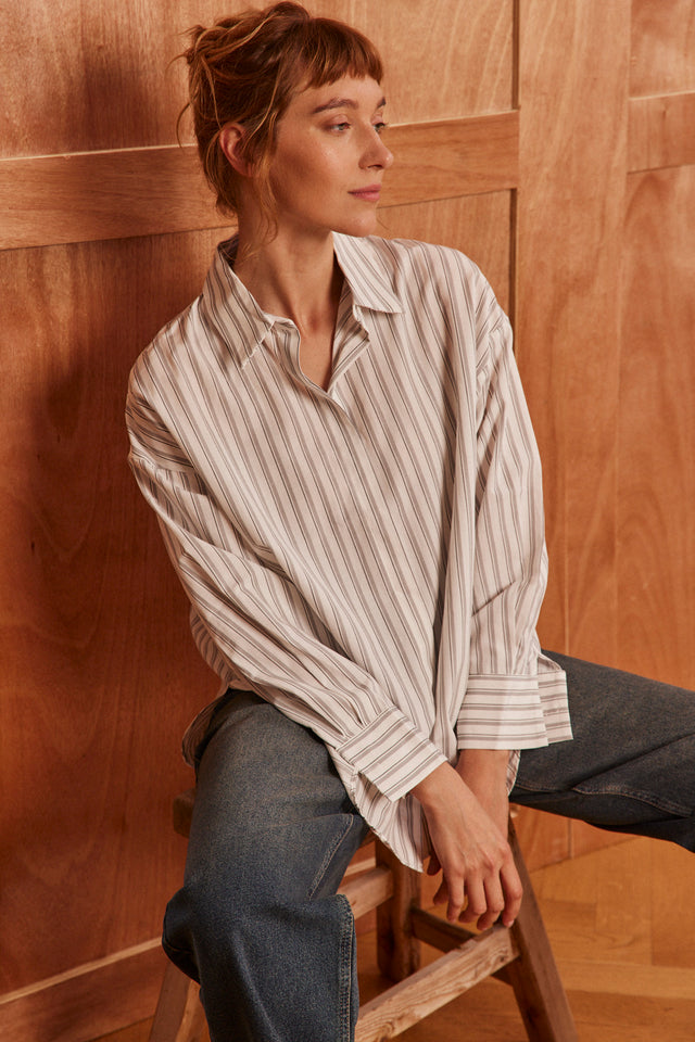 Striped White Shirt
