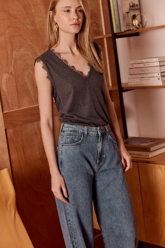 Essential Rib Lace Tank Top