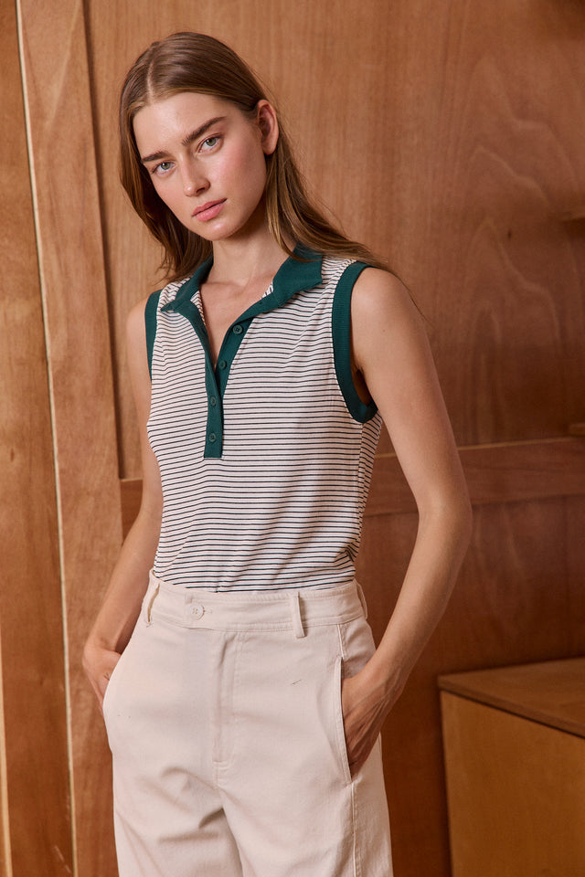 The Mixed Striped Polo Top