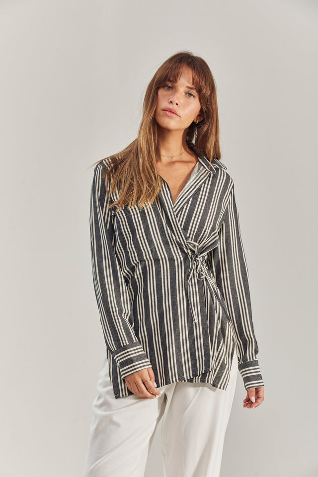 Lisa Linen Wrap Blouse