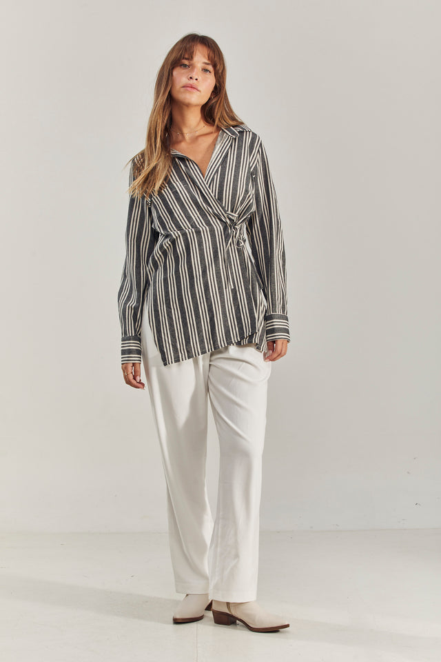 Lisa Linen Wrap Blouse