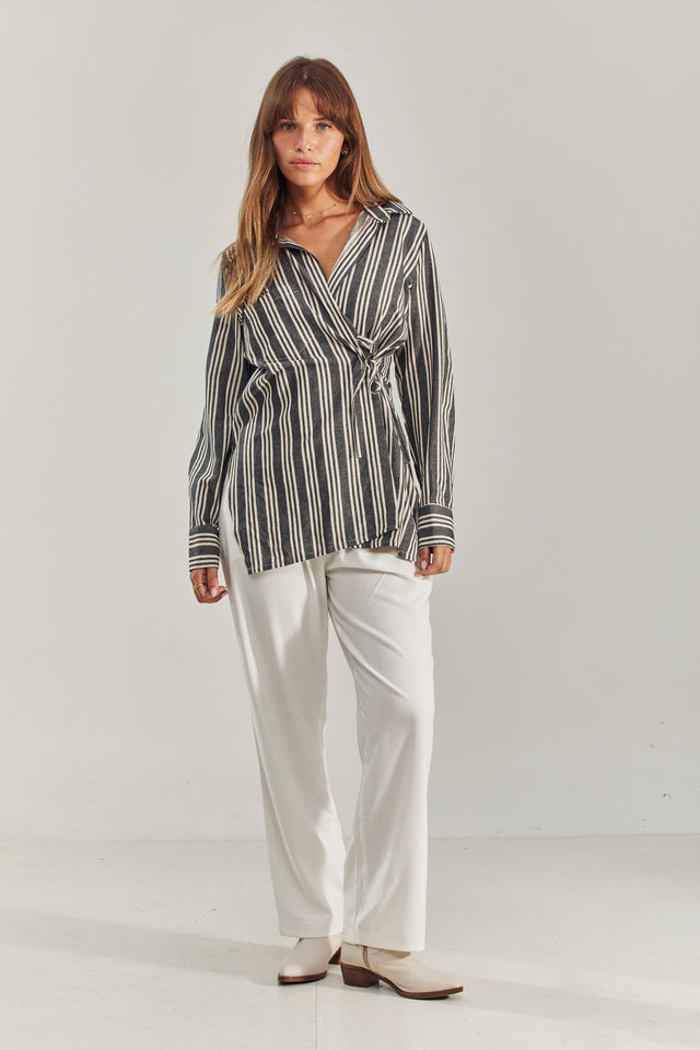 Lisa Linen Wrap Blouse
