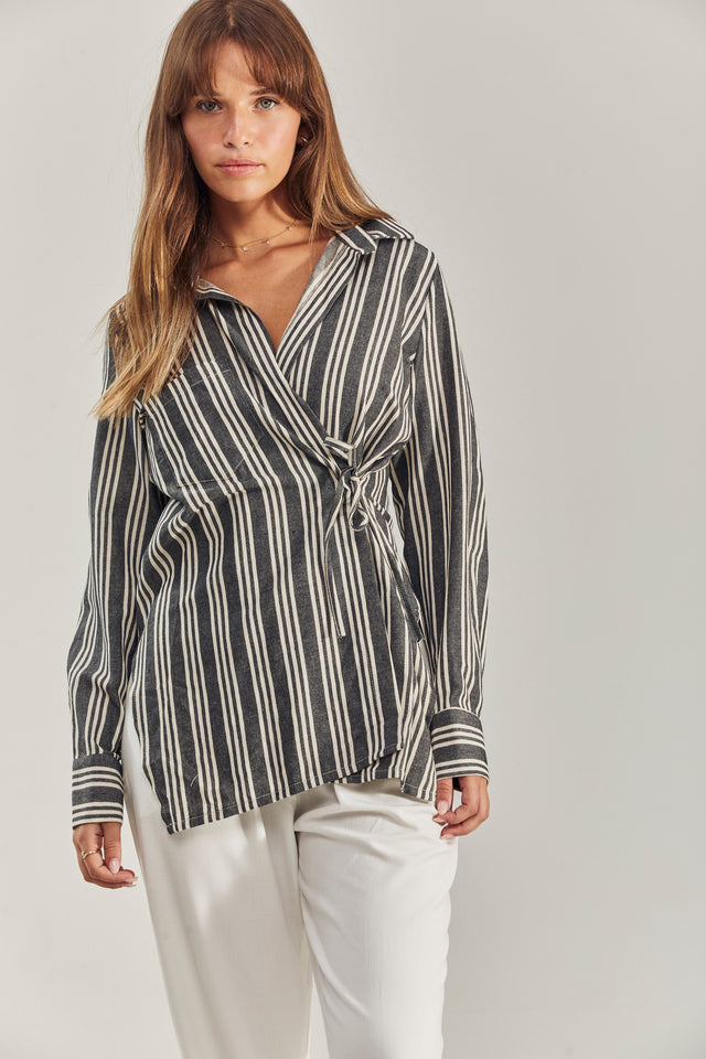 Lisa Linen Wrap Blouse