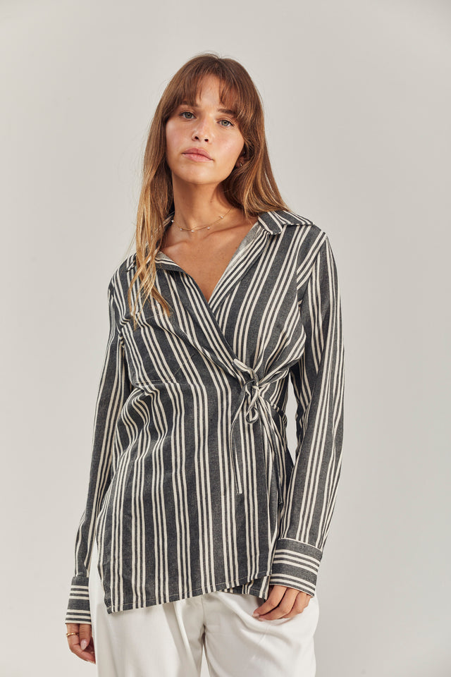 Lisa Linen Wrap Blouse