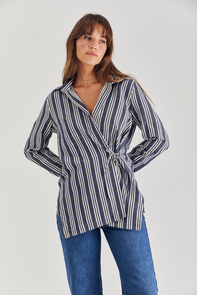 Lisa Linen Wrap Blouse