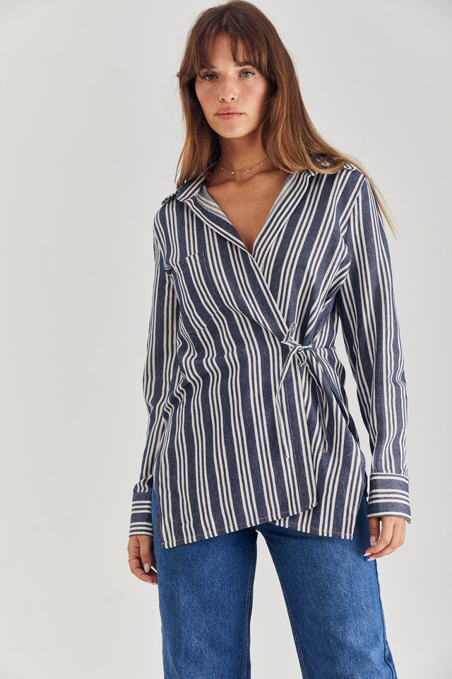 Lisa Linen Wrap Blouse