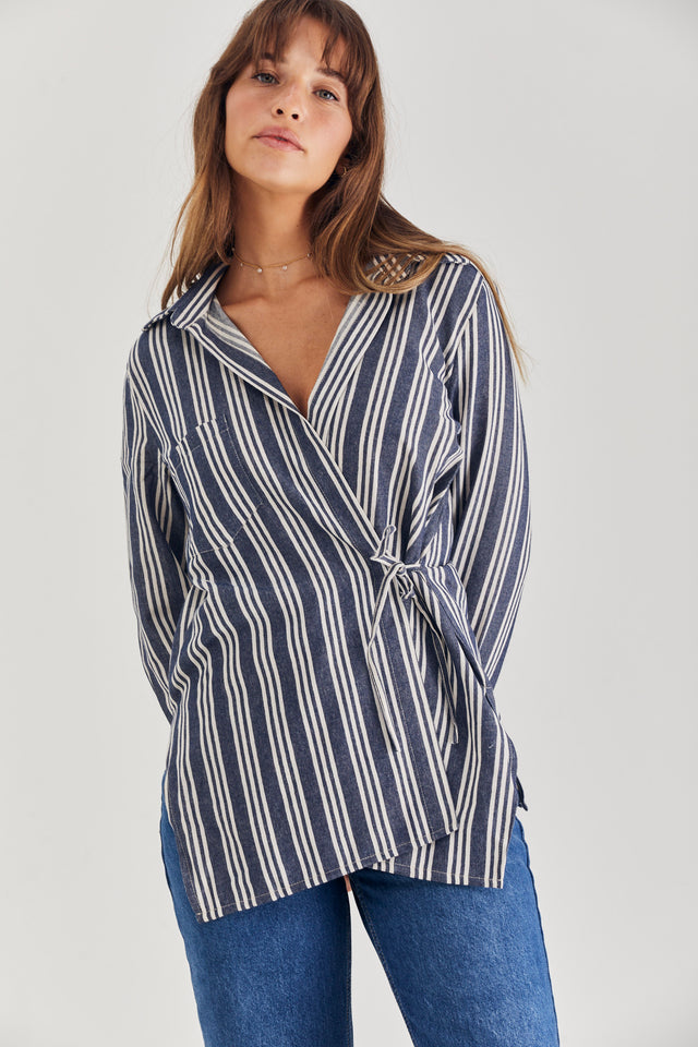 Lisa Linen Wrap Blouse