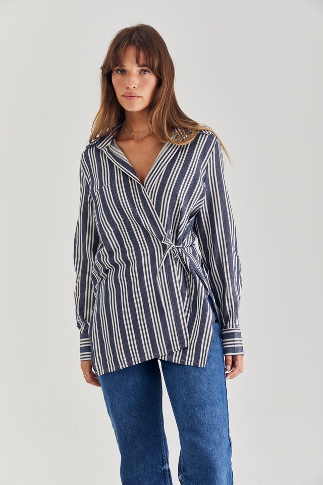 Lisa Linen Wrap Blouse