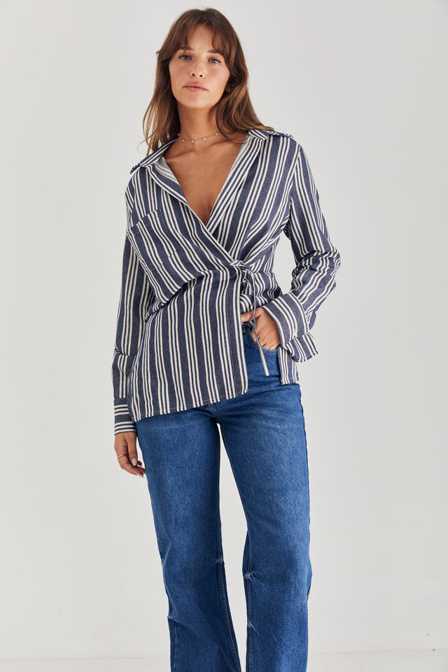 Lisa Linen Wrap Blouse