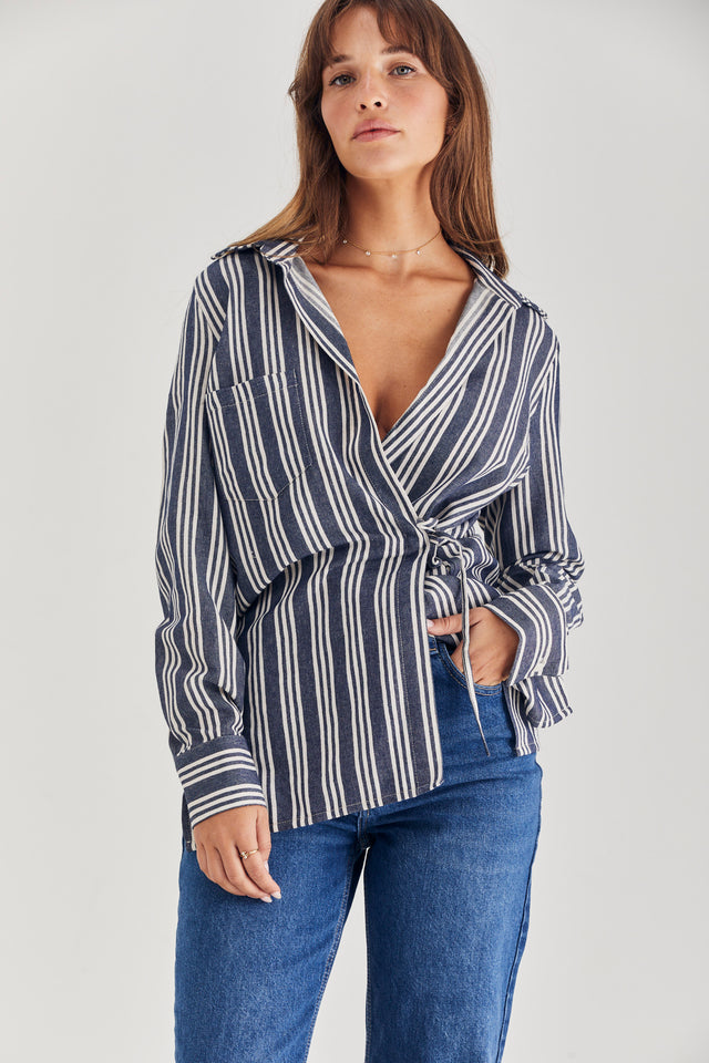 Lisa Linen Wrap Blouse
