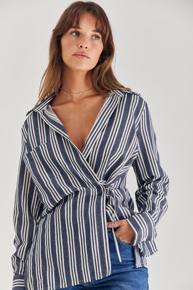 Lisa Linen Wrap Blouse