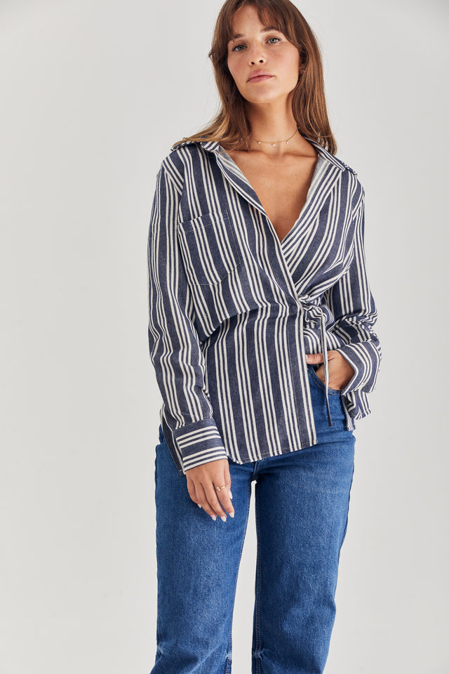 Lisa Linen Wrap Blouse