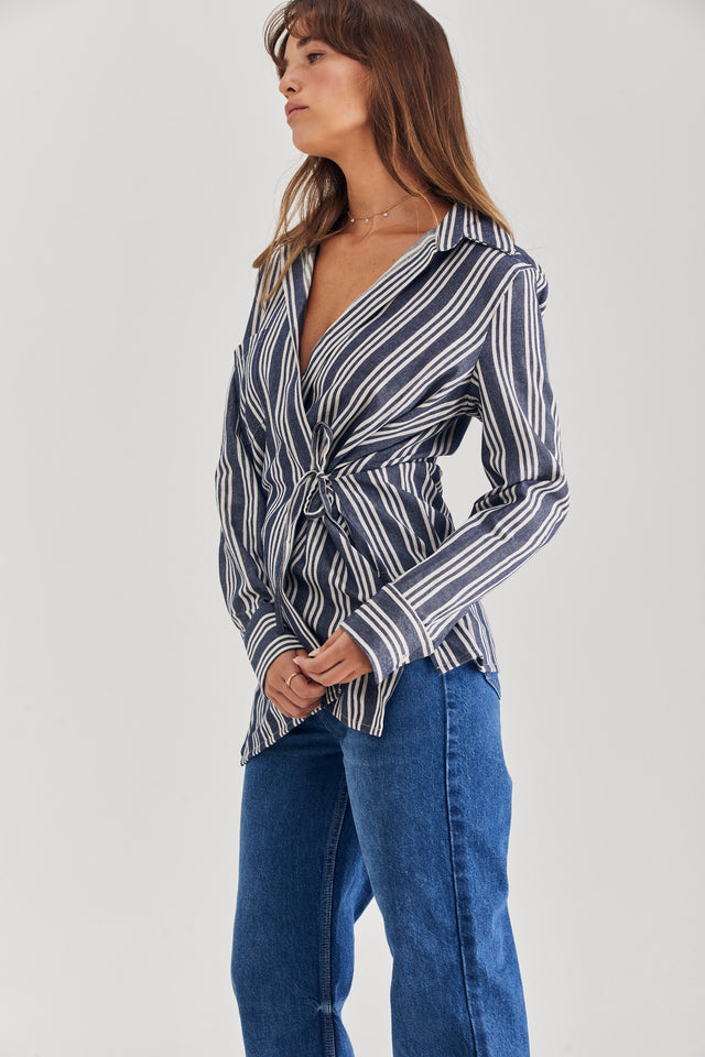Lisa Linen Wrap Blouse