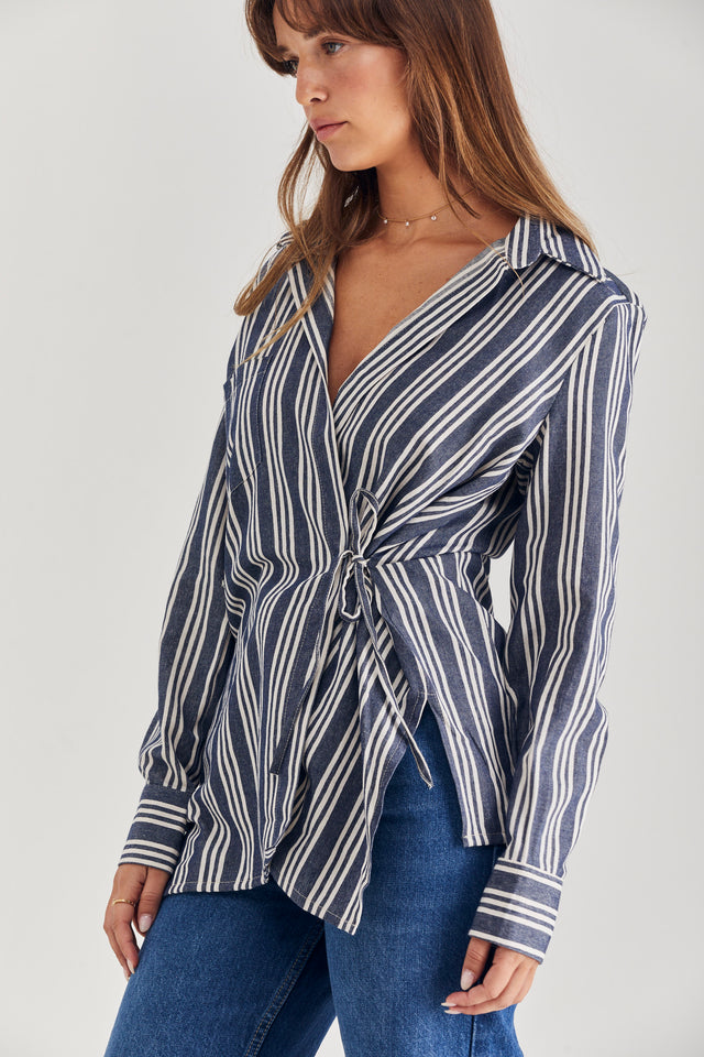 Lisa Linen Wrap Blouse