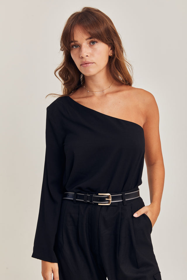One Shoulder Linen Blouses