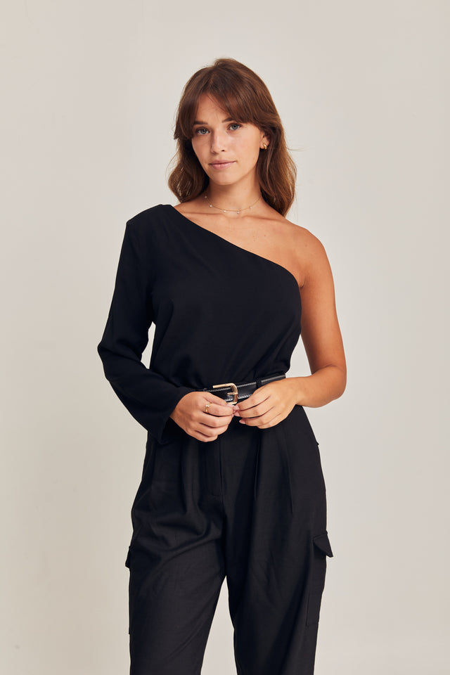 One Shoulder Linen Blouses