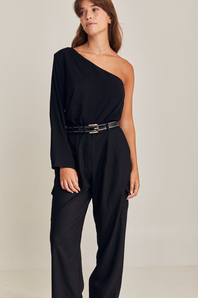One Shoulder Linen Blouses