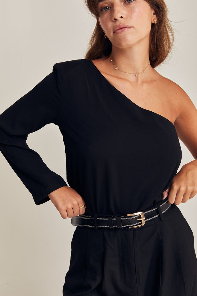 One Shoulder Linen Blouses