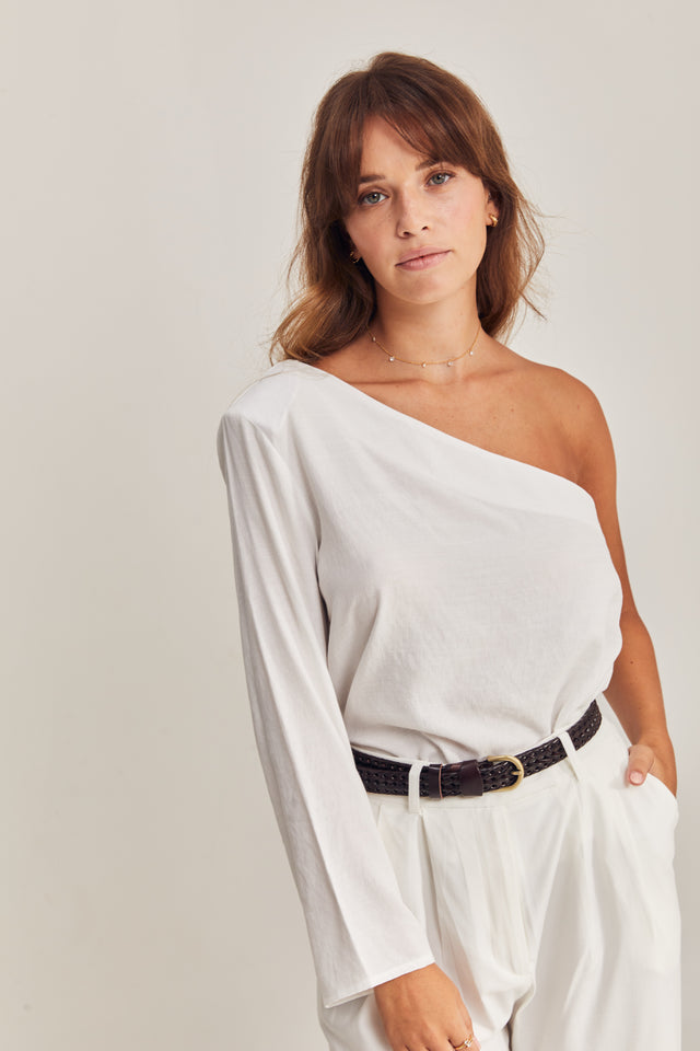 One Shoulder Linen Blouses