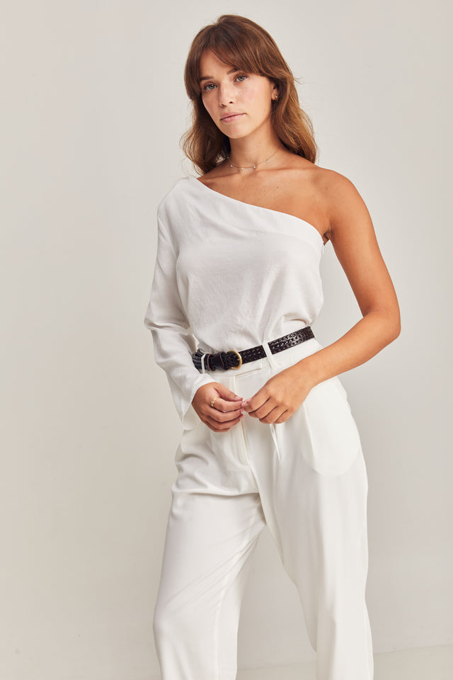 One Shoulder Linen Blouses