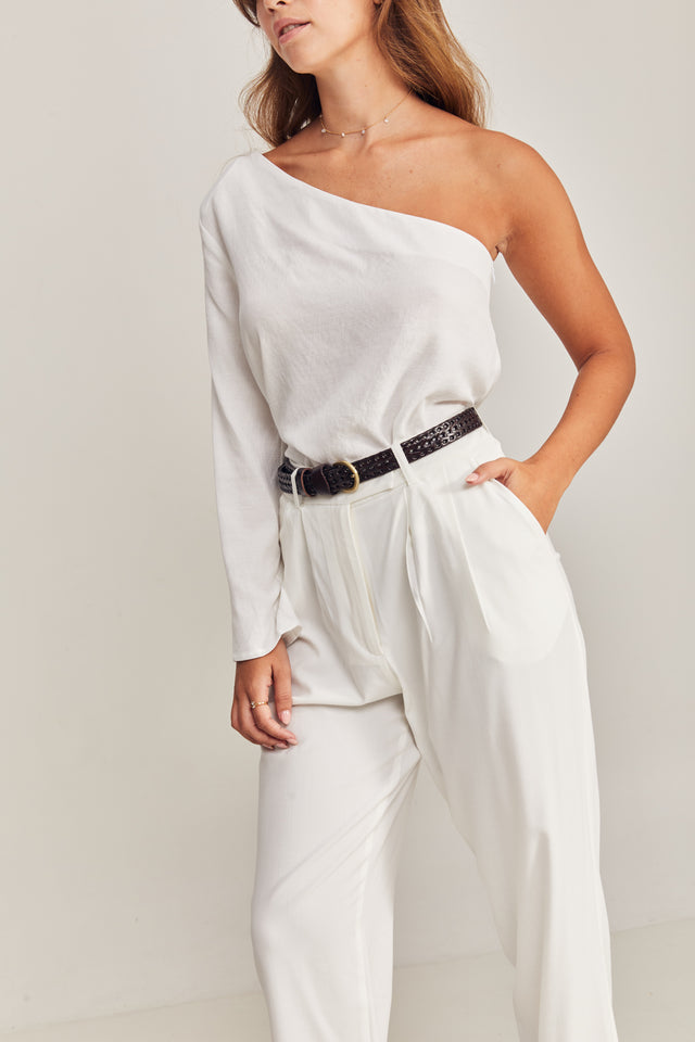 One Shoulder Linen Blouses