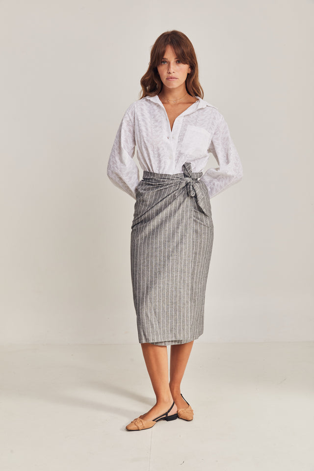 Linen Dust Wrap Skirt