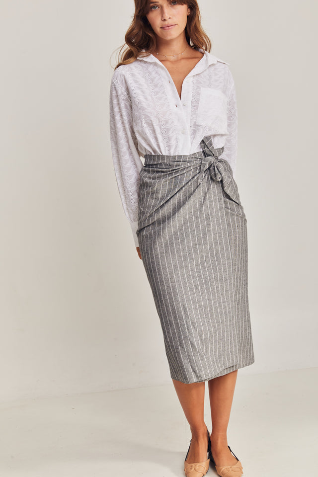 Linen Dust Wrap Skirt