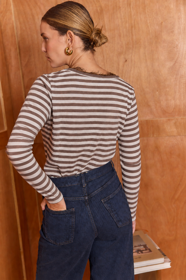 Essential Lace Striped Top