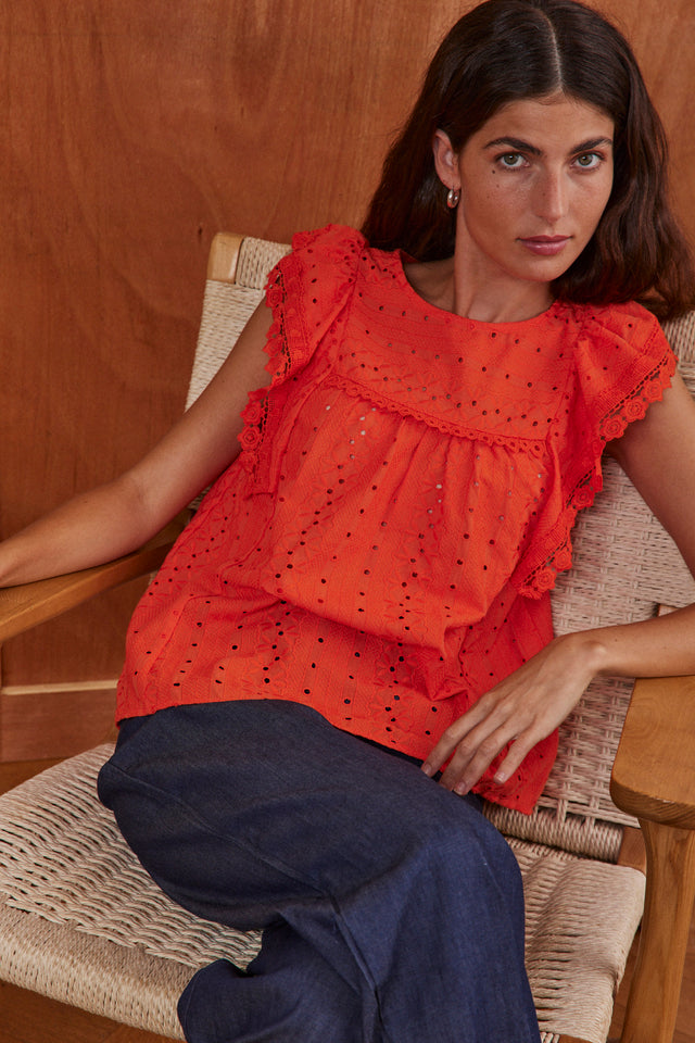 Olivia Cotton Lace Top