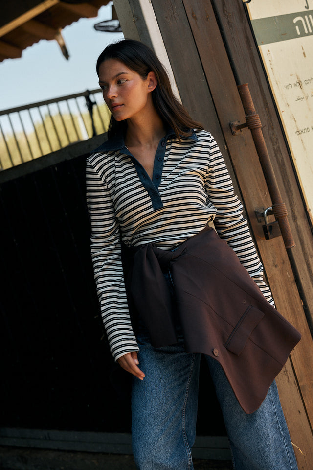 Denim & Cotton Polo Top