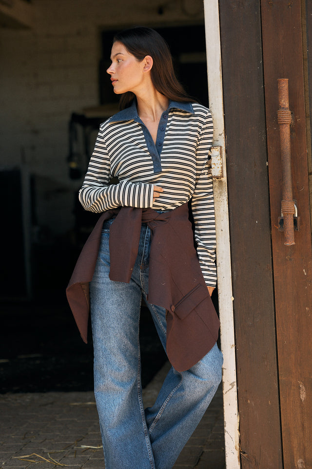 Denim & Cotton Polo Top