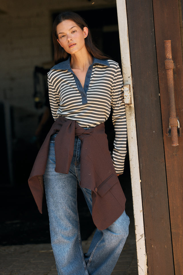 Denim & Cotton Polo Top